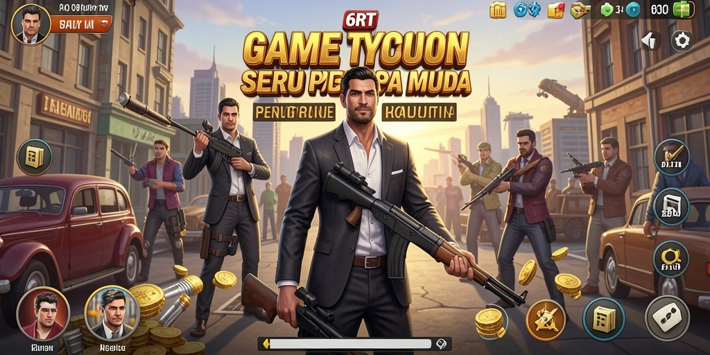 Tampilan gameplay menarik dari 6RT yang menggambarkan manajemen bisnis.