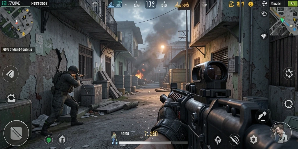 Screenshot gameplay <strong>7CONE</strong> yang menunjukkan aksi pertempuran yang mendebarkan.