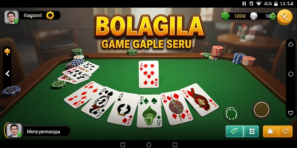 Tampilan gameplay BOLAGILA dengan pemain yang menikmati Gaple.