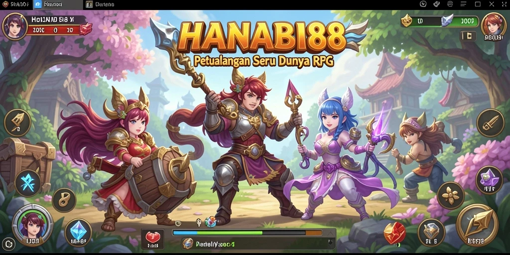 Tangkapan layar gameplay HANABI88 yang menunjukkan aksi pertarungan RPG yang intens.
