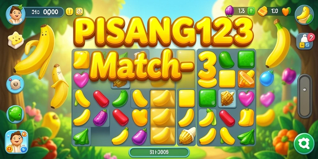 Screenshot PISANG123 menampilkan gameplay seru mencocokkan buah-buahan.