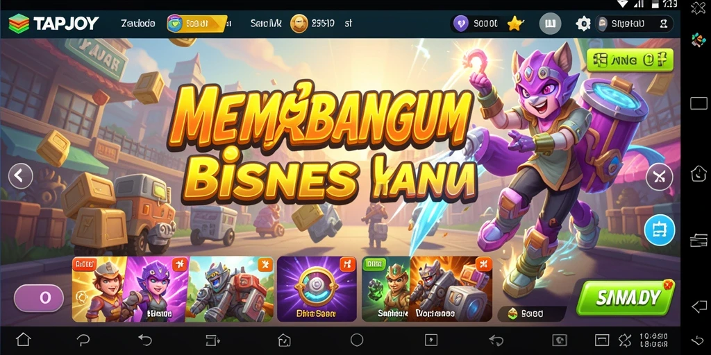 Tampilan gameplay TAPJOY dengan berbagai bisnis yang dikelola.